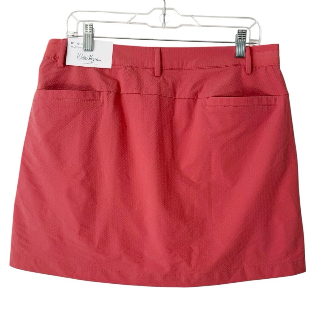 NWT Walter Hagen Clubhouse 16” Seersucker Skort Size 12 Pink Rouge - Picture 2 of 5